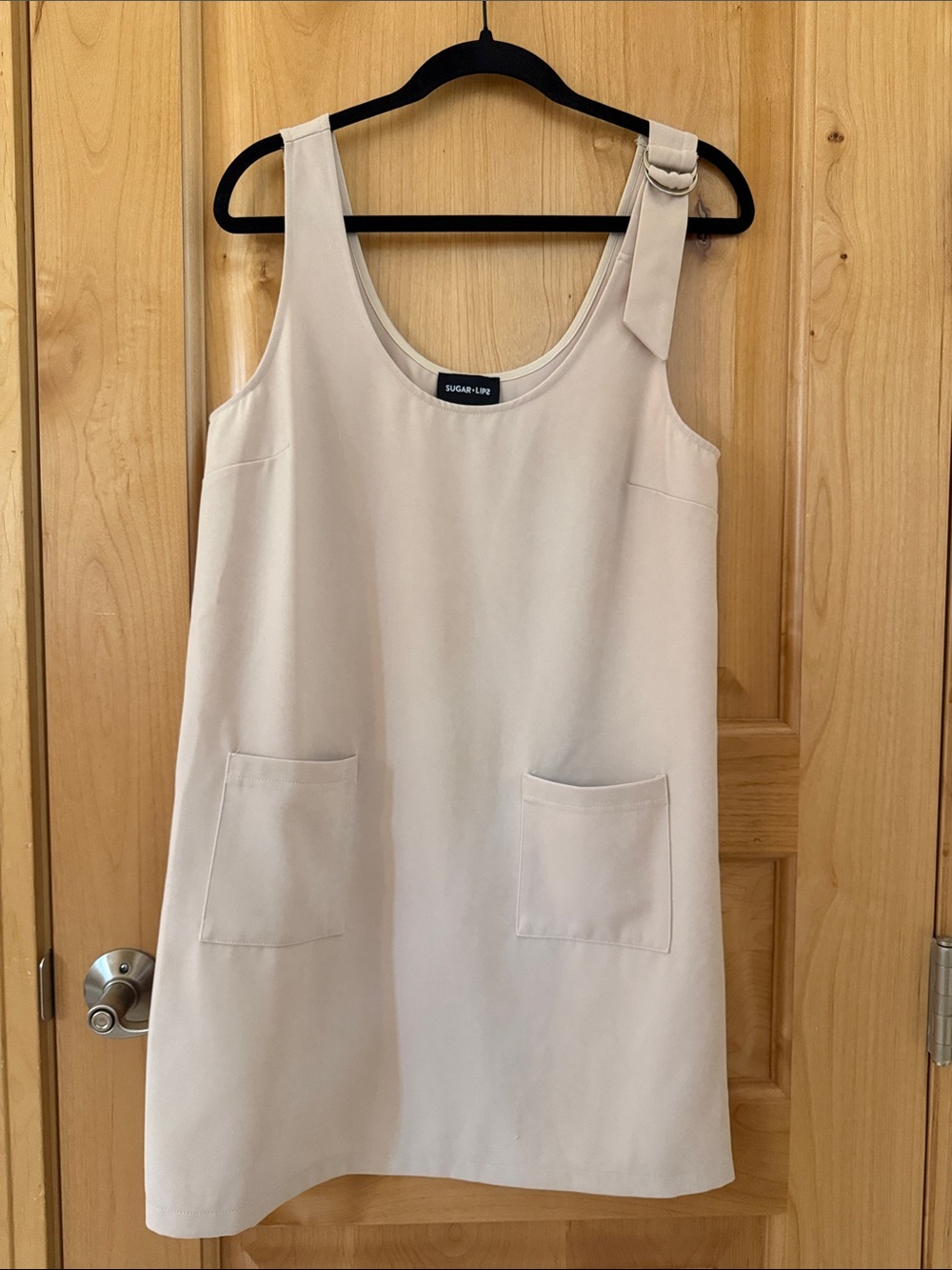 Sugarlips Cream Mini Shift Dress with Buckle Strap